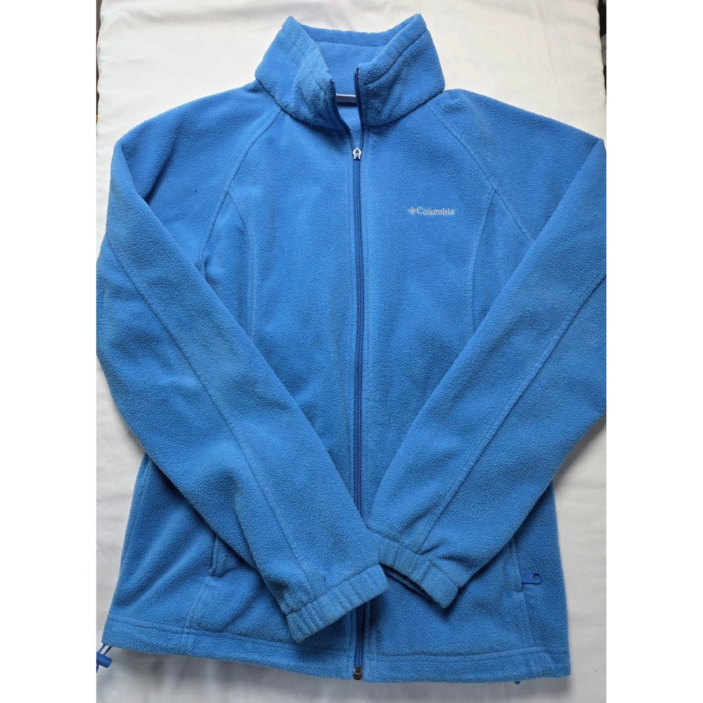 Columbia Blue Fleece Full Zip Jacket Womens XL Outdoor Layering Pockets
